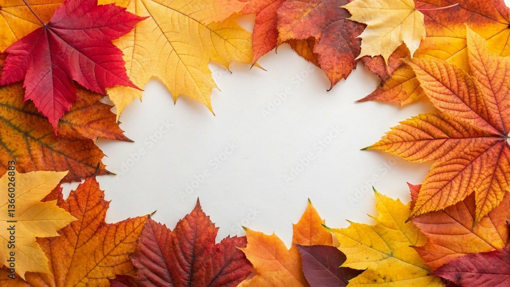 Vibrant autumn leaves arranged with blank space, perfect for seasonal designs and creative compositions Vibrant autumn leaves arranged with blank space, perfect for seasonal designs and creative compositions