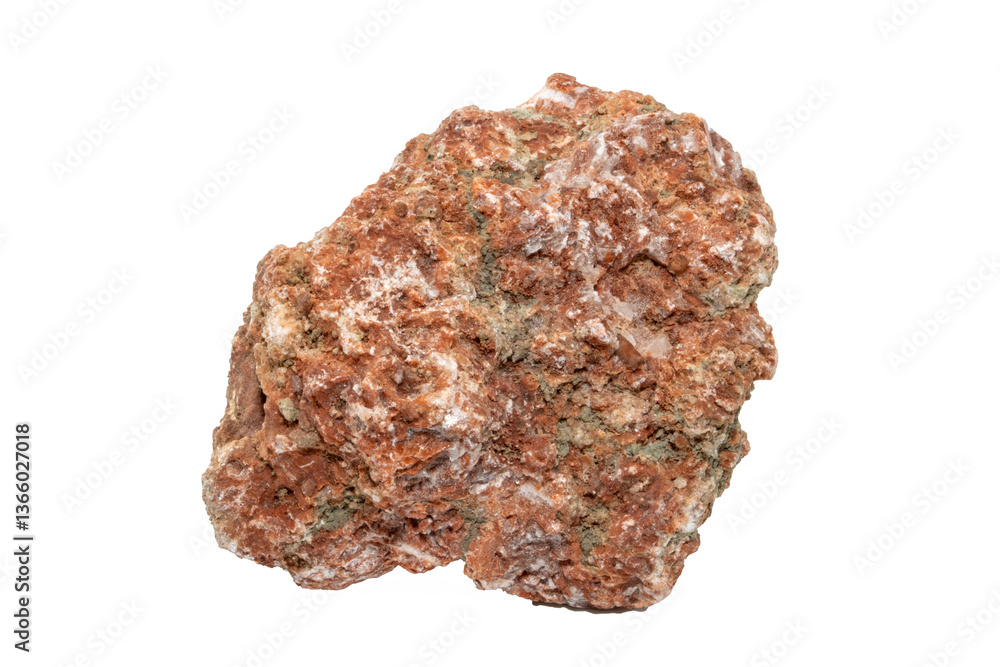 Close-up of Red Gypsum mineral, isolated on white background Close-up of Red Gypsum mineral, isolated on white background
