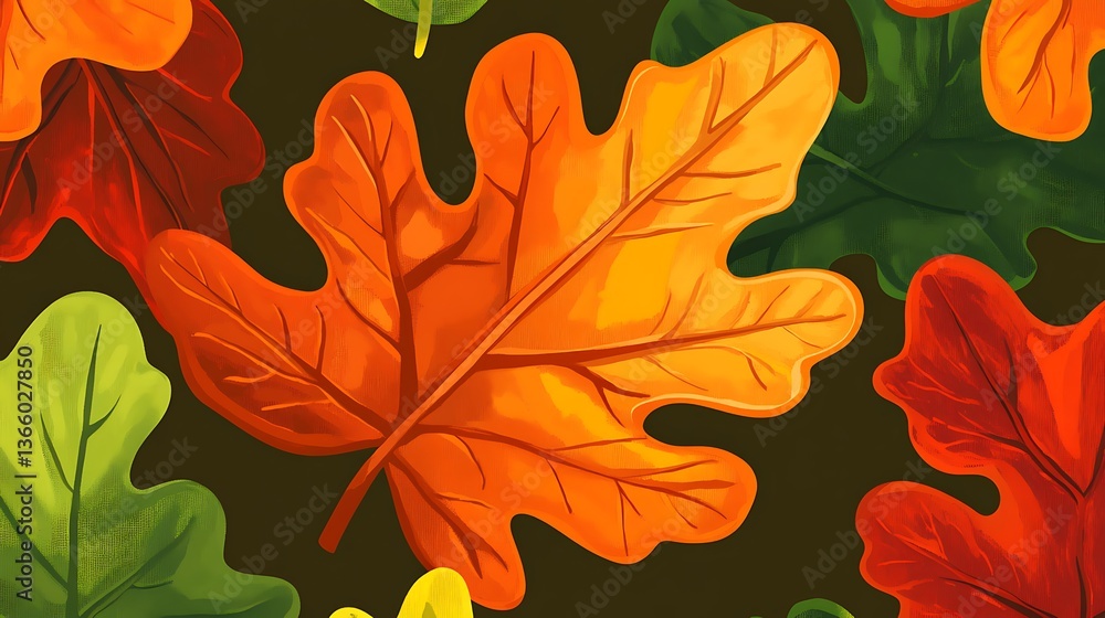 Autumn Oak Leaves Seamless Pattern. (5) Autumn Oak Leaves Seamless Pattern. (5)