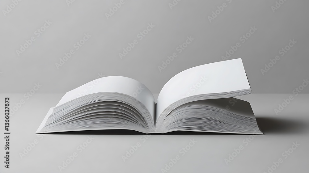 Obraz premium Open book with blank pages on a white background. 3d render