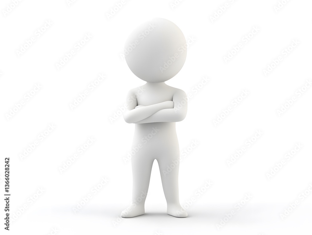 3D person standing confidently with arms crossed 3D person standing confidently with arms crossed