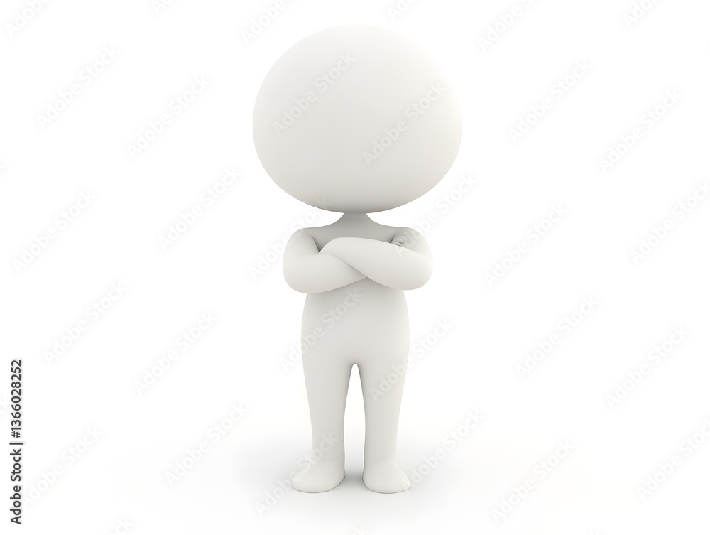 3D person standing confidently with arms crossed 3D person standing confidently with arms crossed