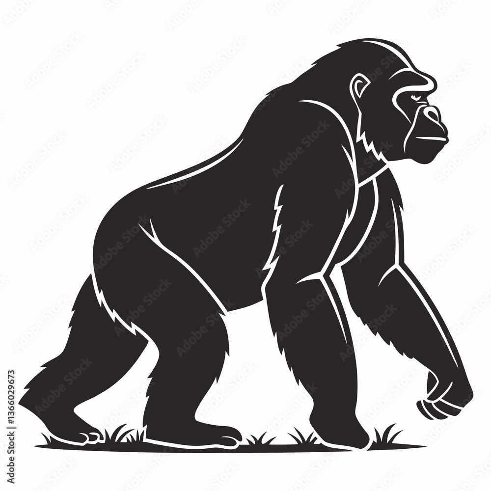 Obraz premium gorilla silhouette icon vector