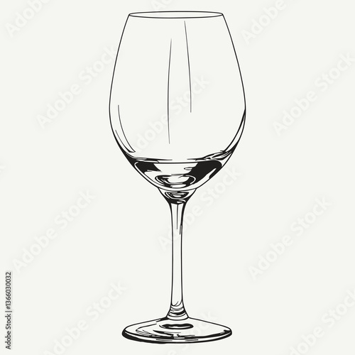 Hand-drawn Wine Glass - Simple Line Art Illustration