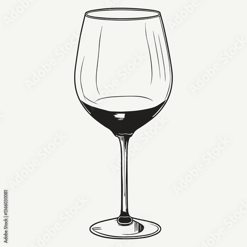 Hand-drawn Wine Glass - Simple Line Art Illustration