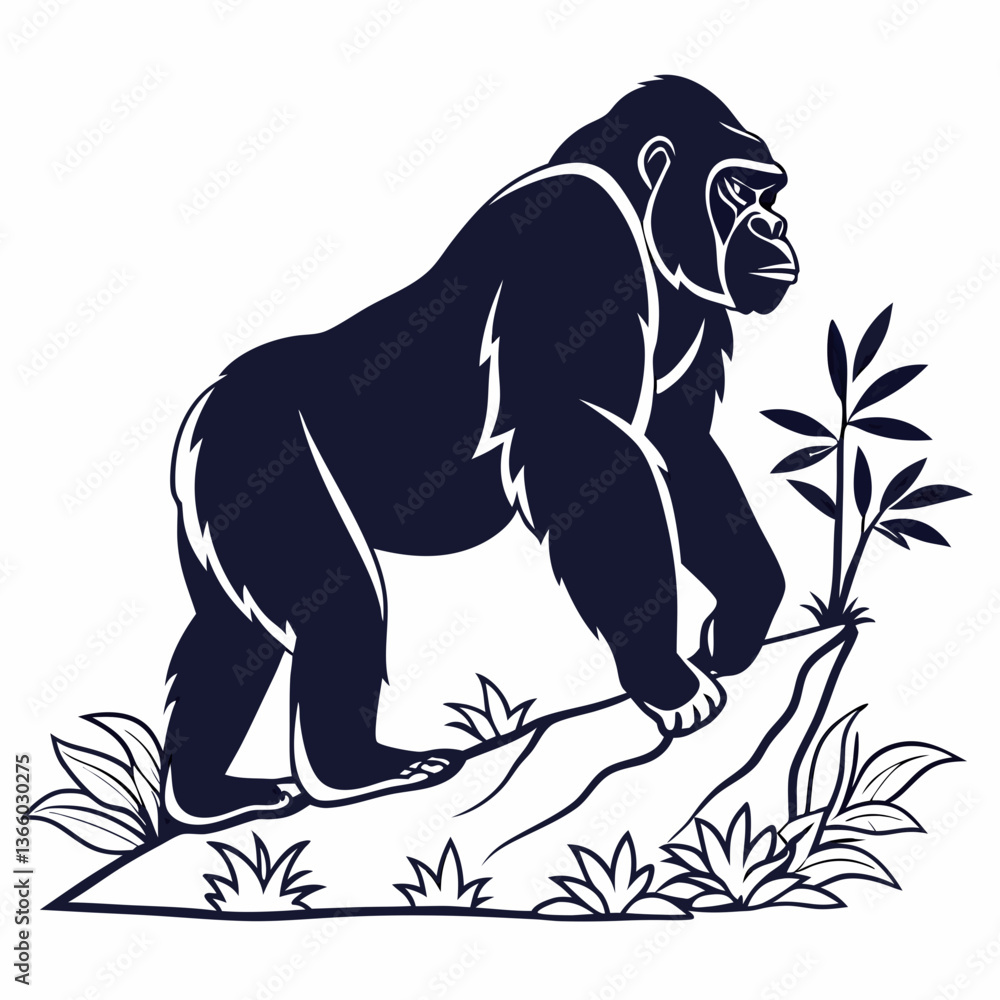 Fototapeta premium gorilla silhouette icon vector