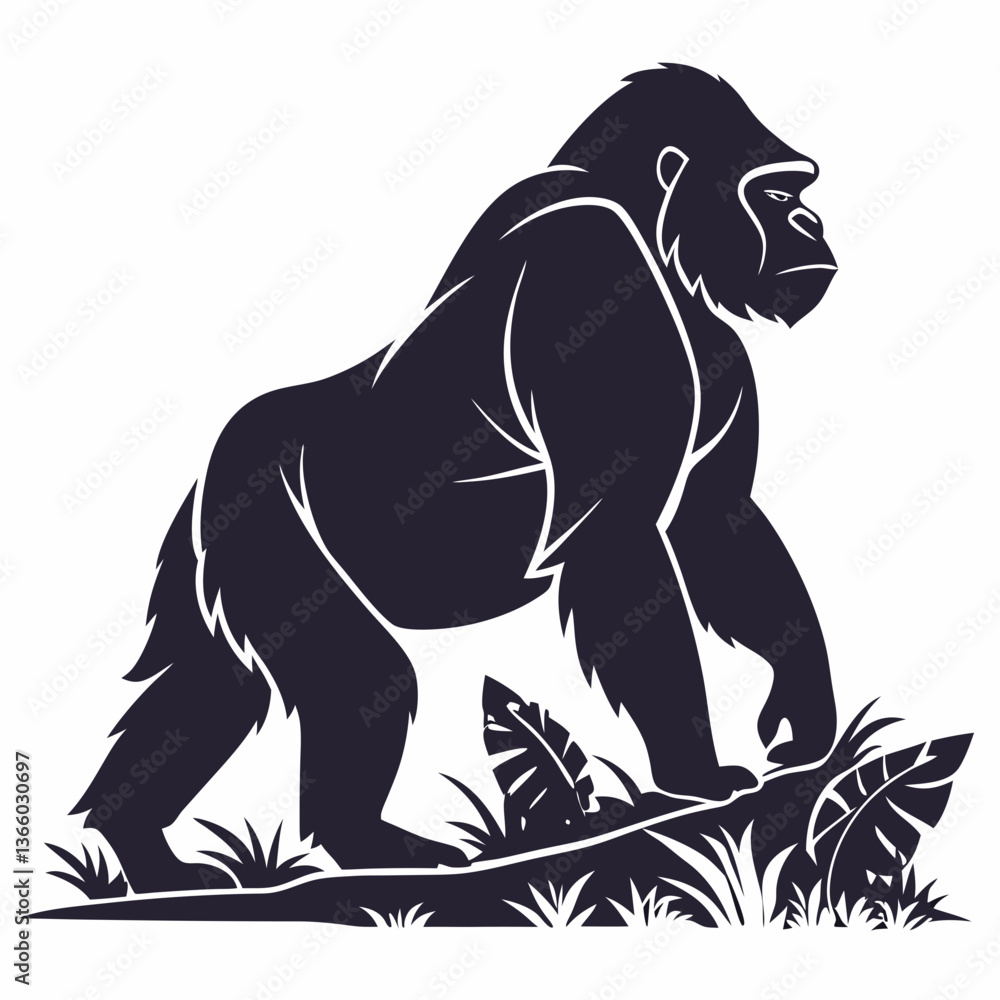 Obraz premium gorilla silhouette icon vector