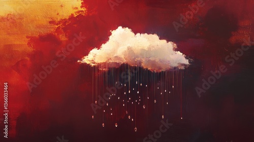 Golden rain cloud sunset art background