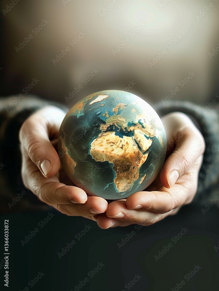 Hands holding a model of the world Hands holding a model of the world