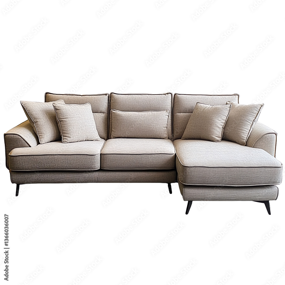 Fototapeta premium A beige couch with a chaise lounge.