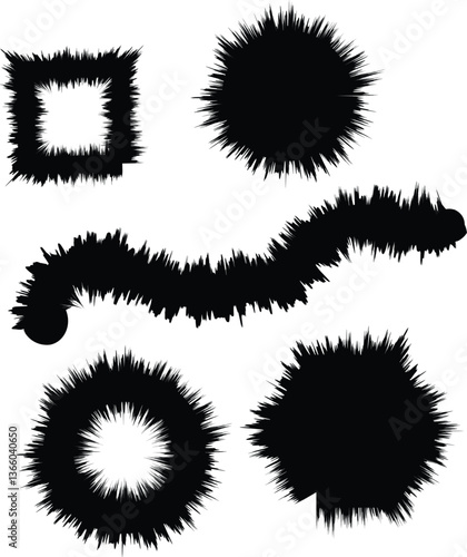 Wallpaper Mural Black shapes with spikes design brush effect Torontodigital.ca