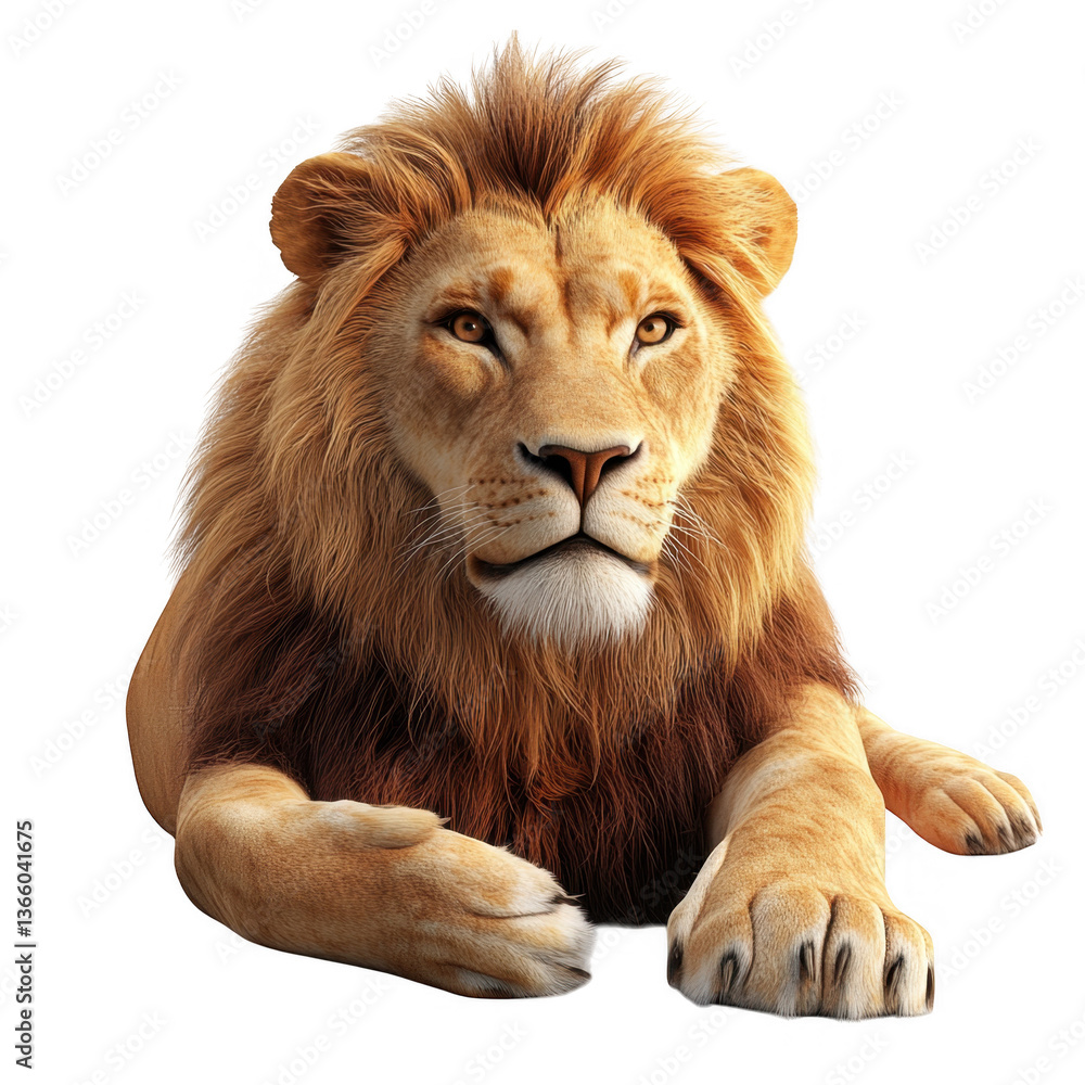 Obraz premium Majestic Lion Resting with a Full Mane