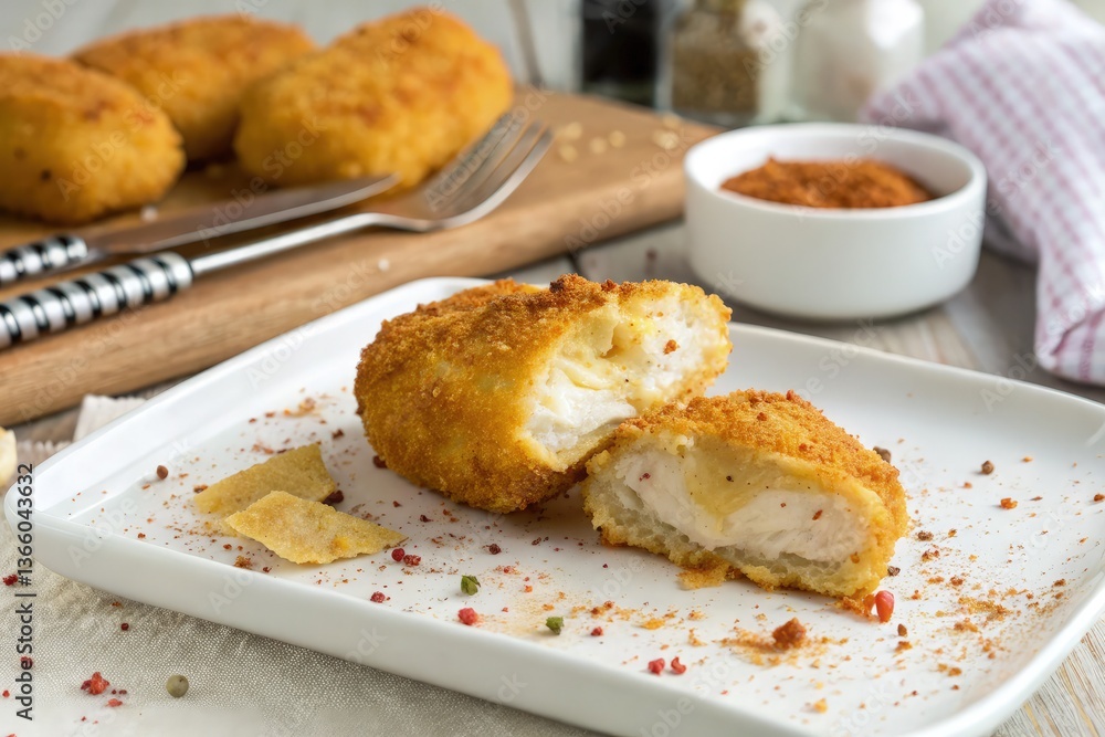 Crispy Fried Snacks Filled With Creamy Cheese and Chicken Generative AI Crispy Fried Snacks Filled With Creamy Cheese and Chicken Generative AI