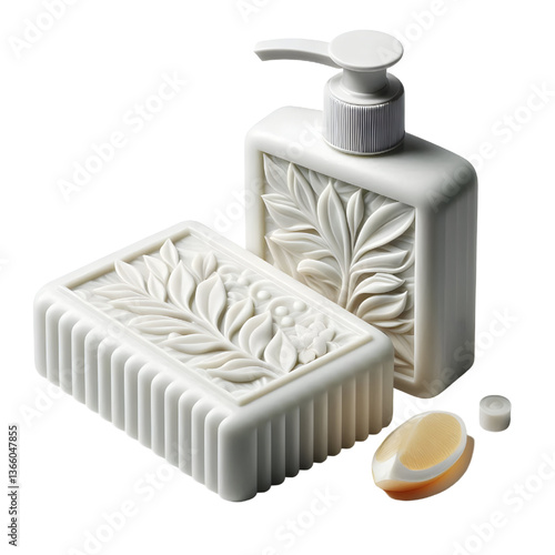 two bars white hygiene toilet soap isolated on white background