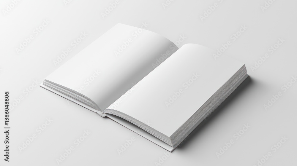 Open blank book, white background, reading, education, mockup design Open blank book, white background, reading, education, mockup design