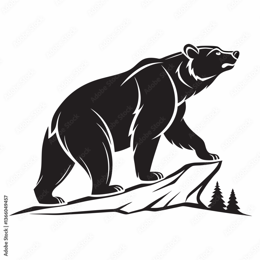 Fototapeta premium grizzly bear silhouette icon vector