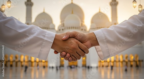Middle East Dealmaking Handshake at Mosque Symbolic Agreement