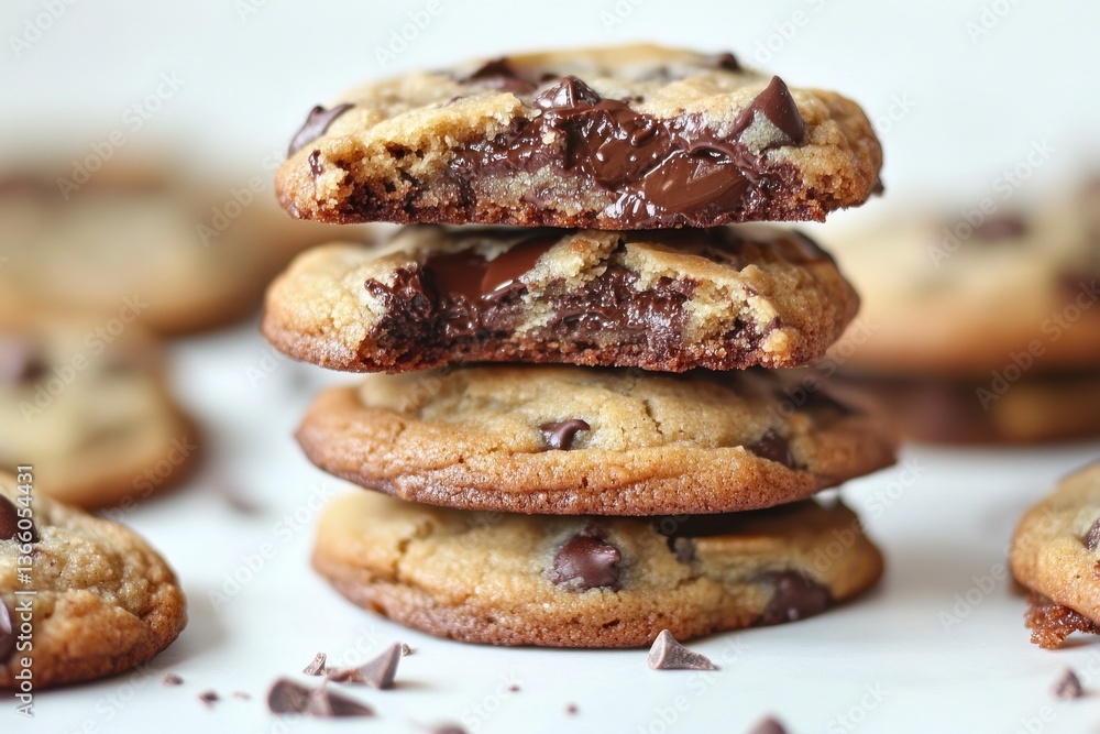 A stack of chocolate chip cookies. A stack of chocolate chip cookies.