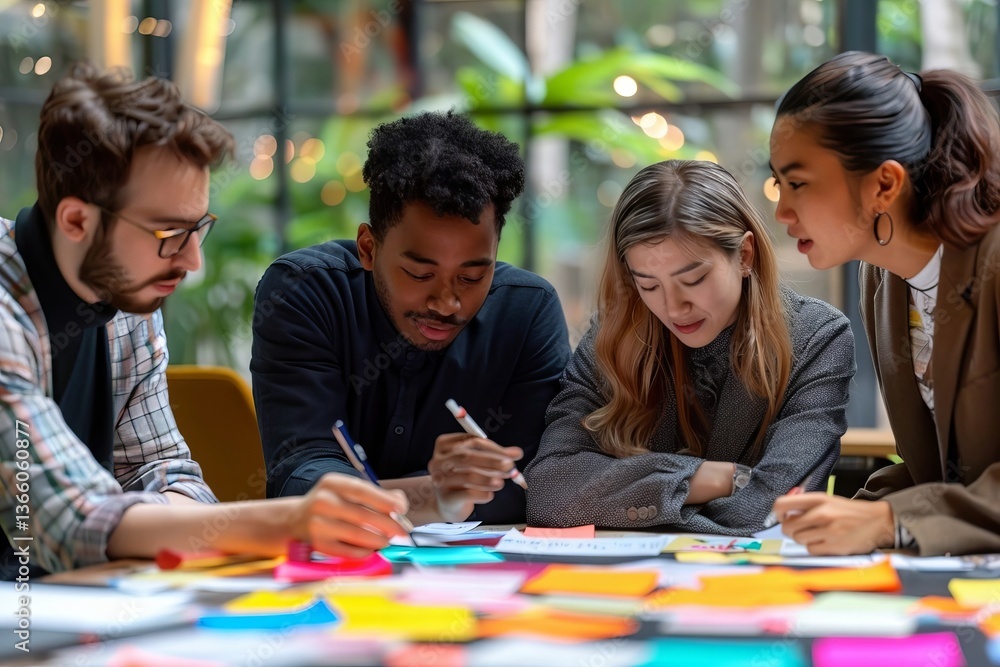 Collaborative Team of Multicultural Professionals Brainstorming in a Contemporary Office Environment. Collaborative Team of Multicultural Professionals Brainstorming in a Contemporary Office Environment.