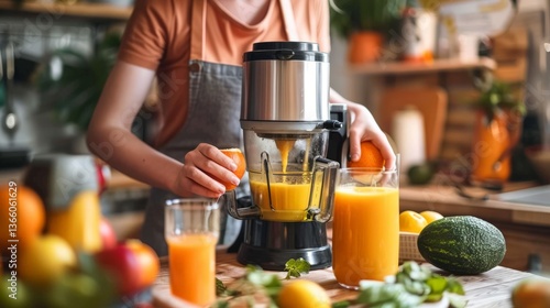 Person using a juicer for a healthy drink