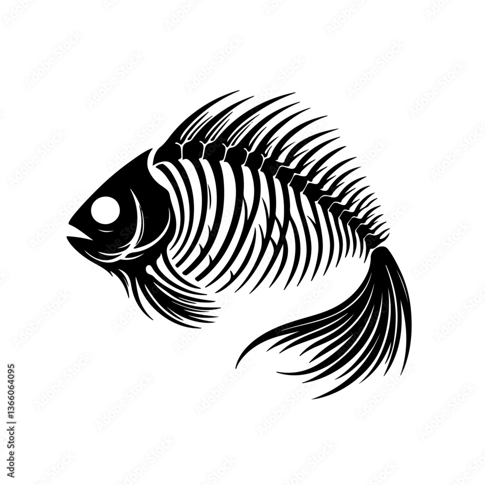 Fototapeta premium fish bone silhouette , fish bone icon, fish bone vector