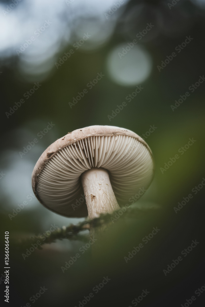 Majestic Close-Up of a Mushroom Glowing in Soft Forest Light with Organic Elegance Majestic Close-Up of a Mushroom Glowing in Soft Forest Light with Organic Elegance