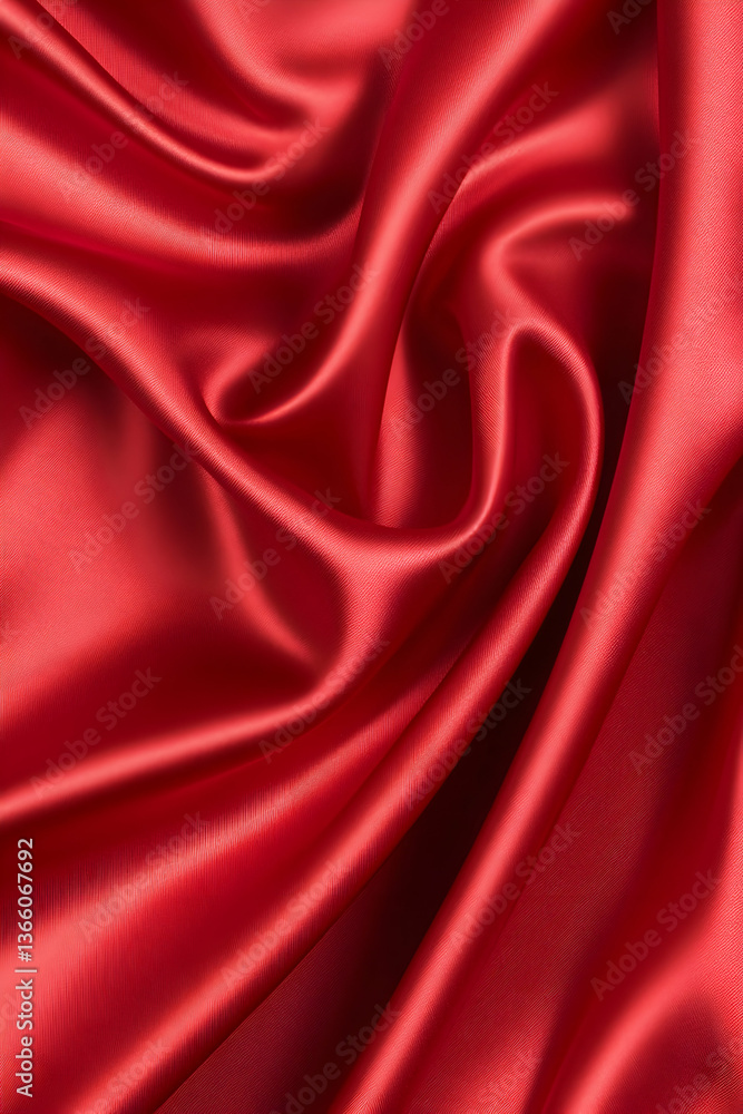 Obraz premium Luxurious red satin fabric with elegant draping and folds
