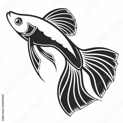 guppy black silhouette icon vector