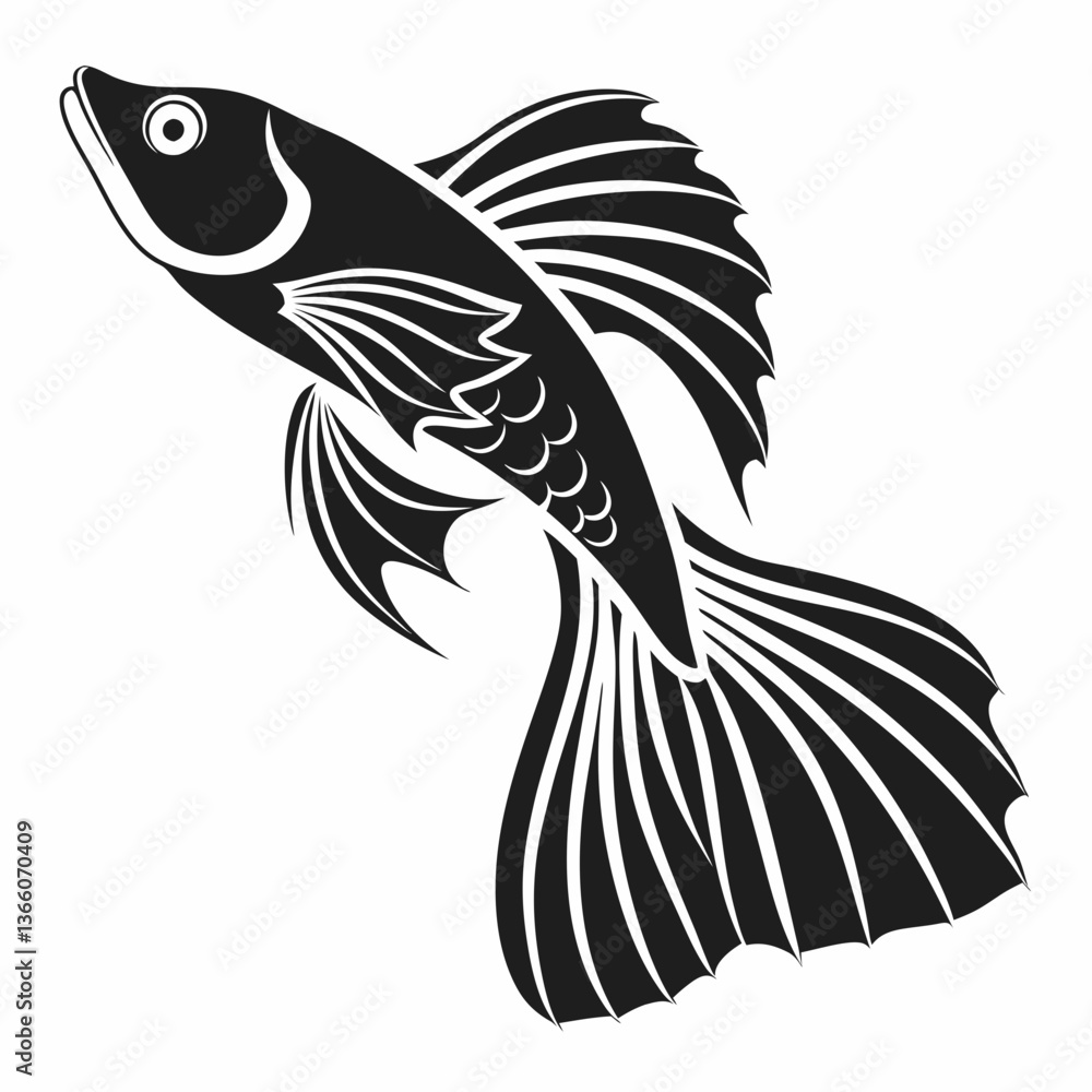 Obraz premium guppy black silhouette icon vector