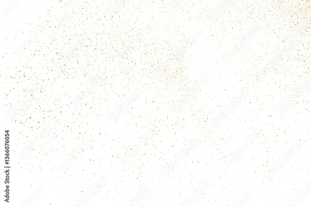 Gold texture pattern on transparent background. Old paper surface. Light golden confetti. Yellow Illustration backdrop. PNG design element.