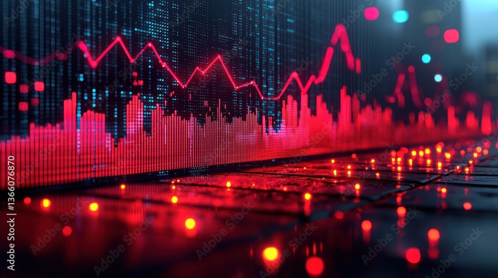 Stock market crash shown on laptop screen at night. Use finance news Stock market crash shown on laptop screen at night. Use finance news