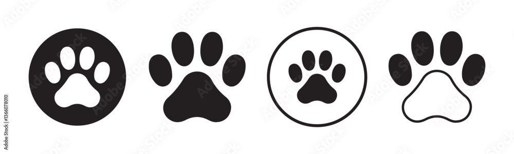 Fototapeta premium Dog or cat paw print. Footprint symbol. Vector illustration eps 10
