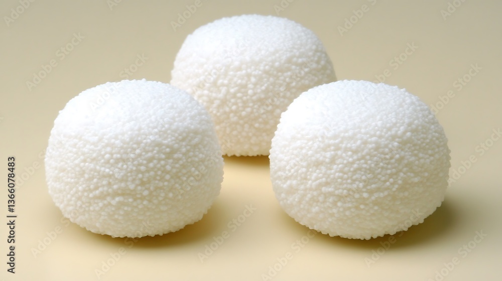 Studio Shot of Three Spherical White Forms with Textured Surfaces Closeup Studio Shot of Three Spherical White Forms with Textured Surfaces Closeup