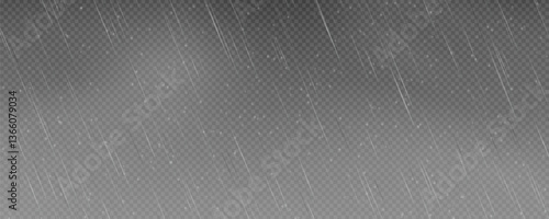 Raindrops on transparent background. Storm with rain and white cloud isolated on transparent background. Downpour, hail rainy weather. Rain and snow, rain and hail png.