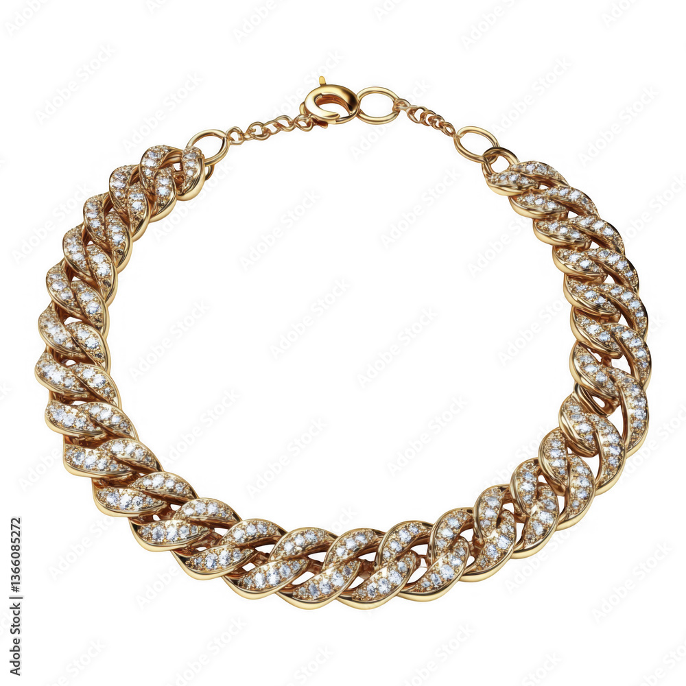 Fototapeta premium Thick Gold Curb Chain Bracelet with Secure Clasp