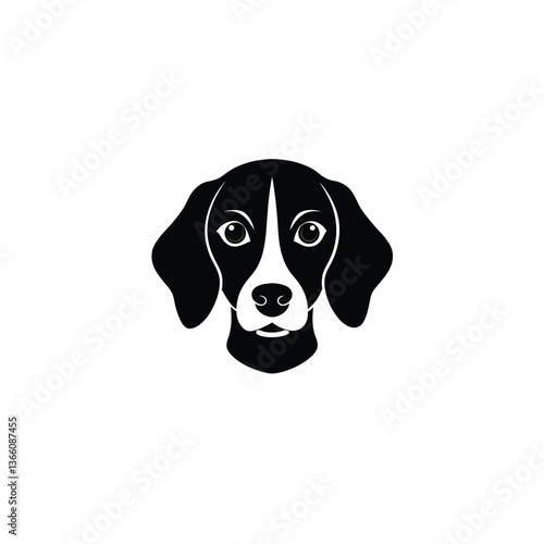 beagle head black silhouette on white background