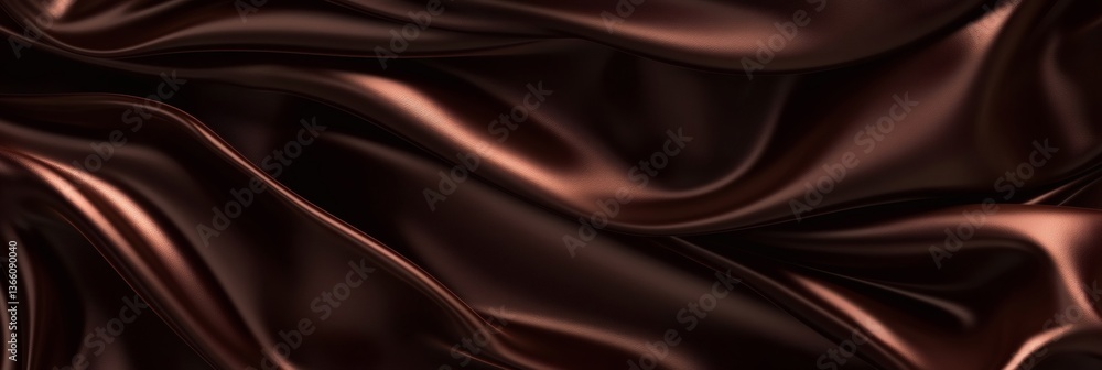 Obraz premium Elegant chocolate silk background with gentle folds and light reflections