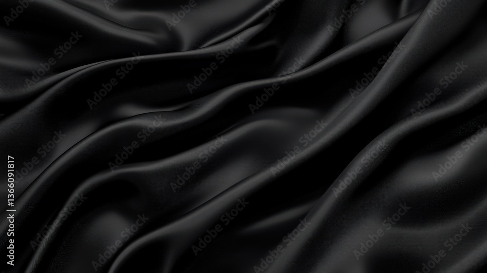 Elegant Black Satin Fabric Drape Elegant Black Satin Fabric Drape