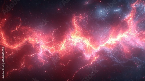 Wallpaper Mural Cosmic energy plasma stream, nebula background, space art, science fiction backdrop Torontodigital.ca