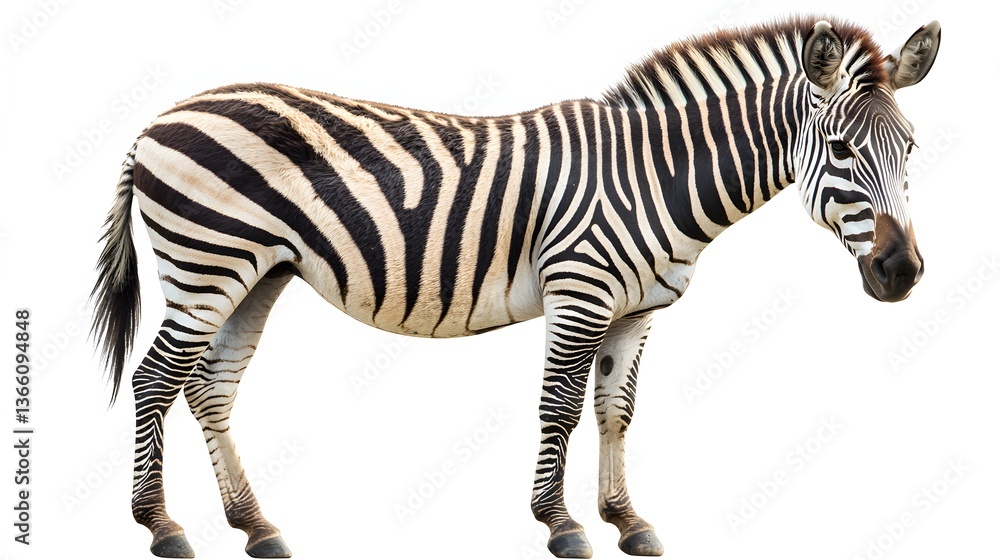 Fototapeta premium Zebra Standing Proudly in a Natural Habitat with Striking Stripes and Defined Features