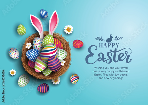 Happy easter greetings. vector illustration design