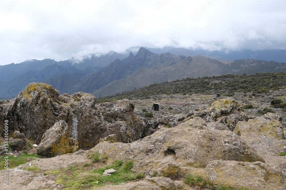 Mountain scenery around Shira Cave Camp, Kilimanjaro, Machame Route, Tanzania