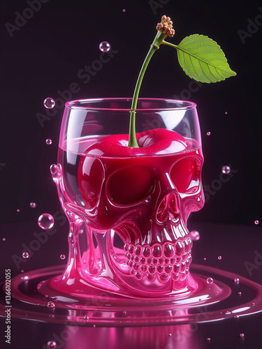 Crimson Temptation Skull and Cherry Fusion