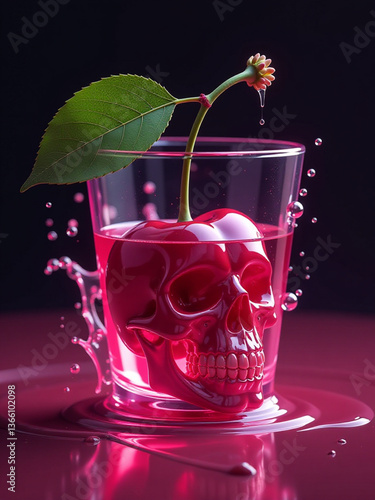 Crimson Temptation Skull and Cherry Fusion