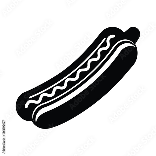 Delicious isolated cartoon hotdog vector illustration features a hot sausage in a bun with mustard and ketchup, a fast food snack or meal