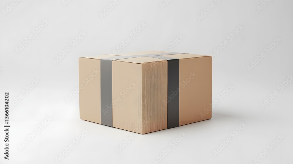 Obraz premium A simple parcel box on a white background long title A 3D rendered image of a plain cardboard parcel box in a minimal studio setup against a clean