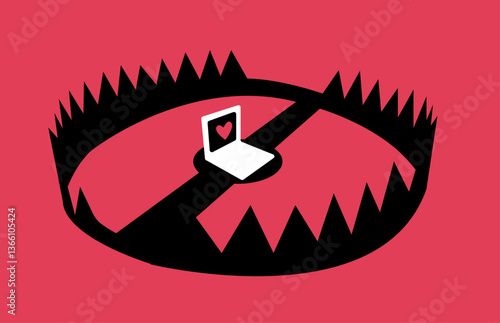 Love dating scammers trap of modern digital era illustration