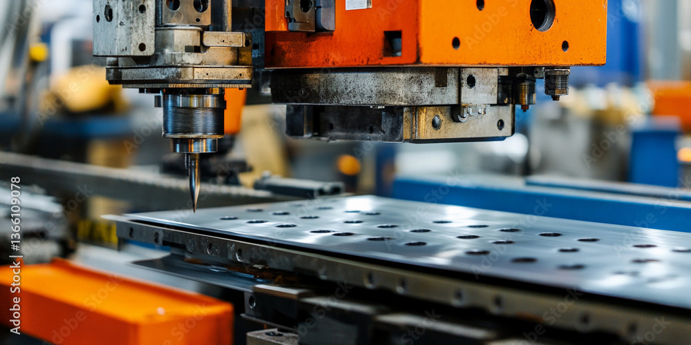 Industrial sheet metal press working on precision components Generative AI