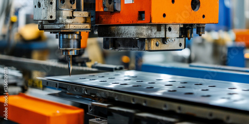 Obraz na płótnie Industrial sheet metal press working on precision components Generative AI w salonie