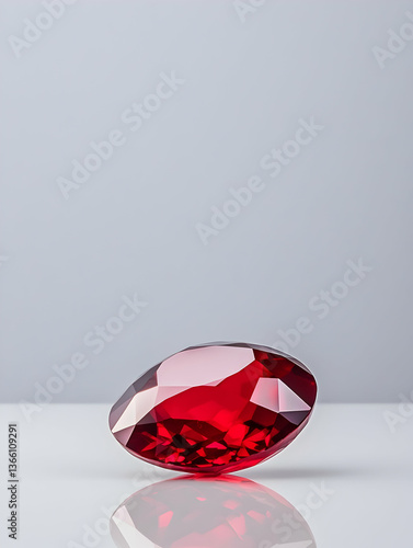 Red gemstone on a light background